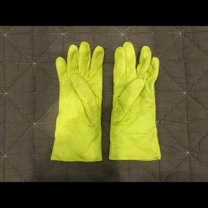 Green Leather Gloves with Cashmere Lining